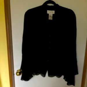 NWT JR Nites by Caliendo Vintage Blouse.  Black. Button up. Black Beads on front
